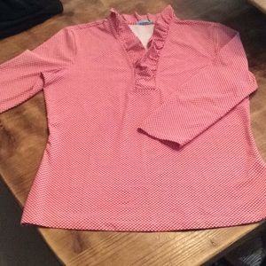 J. McLaughlin red print 3/4 sleeve top